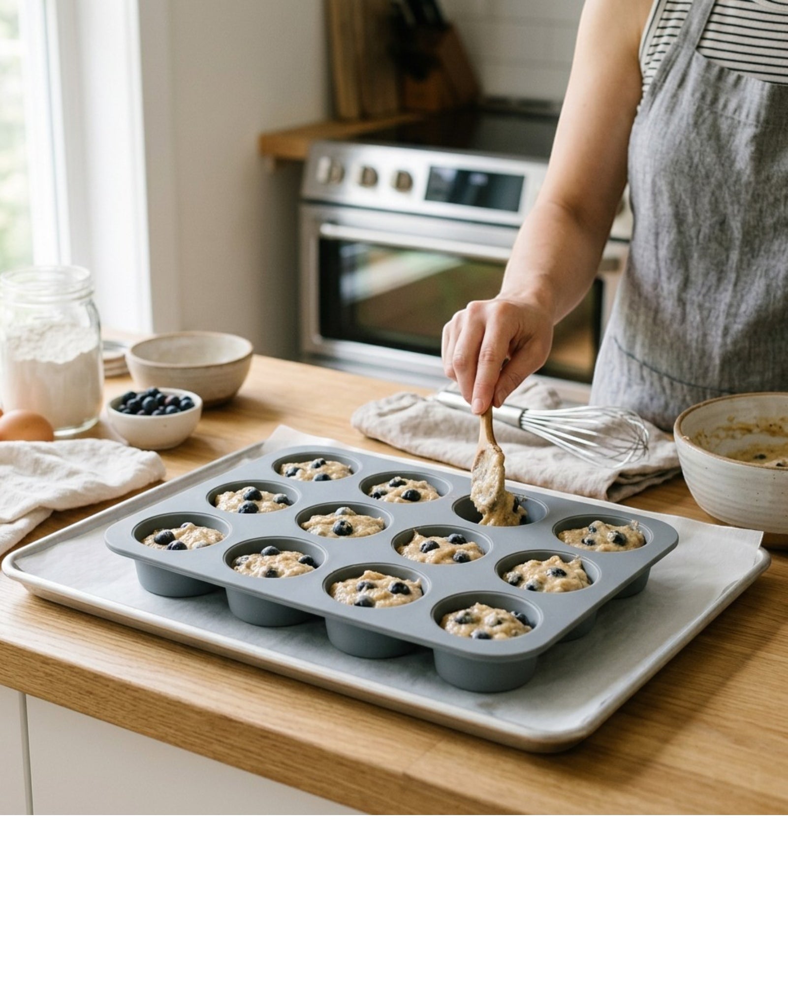 Yukavy Silicone Muffin Baking Mold 12-Cup Gray