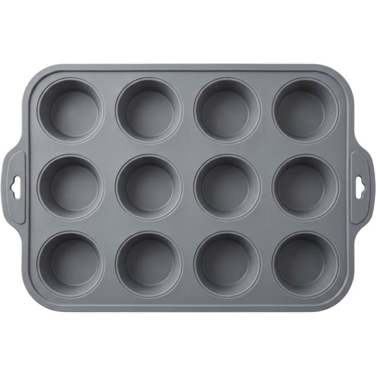 Yukavy Silicone Muffin Baking Mold 12-Cup Gray
