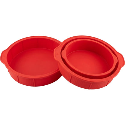 Yukavy Round Silicone Cake Mold Set 8 and 9 in Red