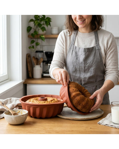 Yukavy Silicone Bundt Cake Mold 10 in Terracotta